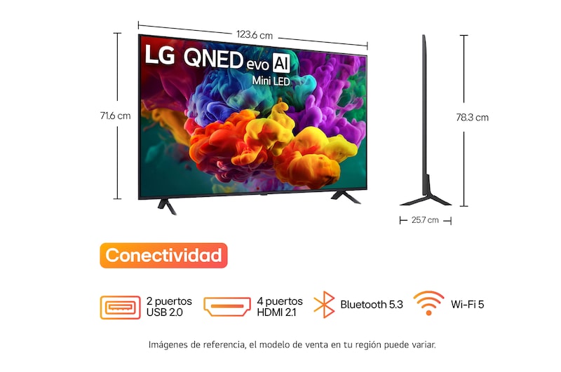LG QNED evo AI QNED85 Mini LED Sports Forecast by AI Concierge displays a live soccer match with an on-screen AI panel presenting predictions, player insights, and league data, suggesting how AI analyzes gameplay to forecast match outcomes. 